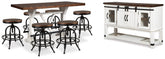 Hoover Furniture Outlet - Ashley Furniture - Valebeck Counter Height Dining Table, 6 Barstools and Server - Counter Height Dining Table, 6 Barstools and Server - D546D32